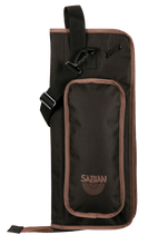 Load image into Gallery viewer, Black SABIAN Arena stick bag with brown accents and extra stick storage compartment

