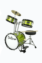 Load image into Gallery viewer, De Rosa USA 3-piece 12-inch junior drum set for kids with birch wood shells and adjustable stool
