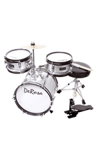 Load image into Gallery viewer, De Rosa USA 3 piece kids junior drum set with 12" bass drum, cymbals, stool, and pedal for ages 3-5
