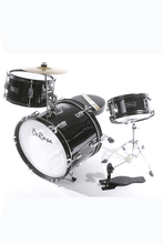 Load image into Gallery viewer, De Rosa USA 3-piece 16" junior kids drum set with black birch shells, cymbal, pedal, sticks, and stool
