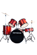 Load image into Gallery viewer, Huntington USA 5 Piece Drum Kit full size red drums with cymbals and stands

