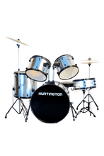 Load image into Gallery viewer, Huntington USA 5 Piece Drum Kit full size with bass drum, floor tom, snare, two mounted toms, cymbals, hardware, drum sticks and throne
