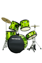 Load image into Gallery viewer, Huntington USA 5 Piece Drum Kit full size green drums with cymbals and hardware
