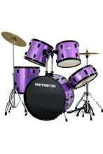 Load image into Gallery viewer, Huntington USA 5 Piece Drum Kit full size purple multi-ply hardwood shells with cymbals and hardware
