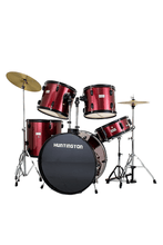 Load image into Gallery viewer, Huntington USA 5 Piece Drum Kit full size red and black complete set with cymbals and hardware
