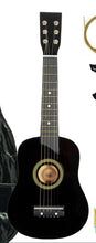 Load image into Gallery viewer, Kids 25 toy acoustic guitar package with wood body, steel strings, and accessories including bag and pitch pipe.
