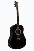 Load image into Gallery viewer, Huntington USA Dreadnought Acoustic Guitar full size black steel string guitar with gloss finish and maple fingerboard
