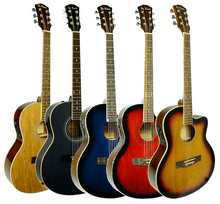 Load image into Gallery viewer, Five De Rosa USA guitars in different finishes showing cutaway acoustic-electric thin body design
