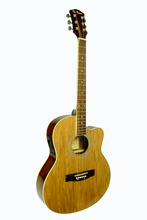Load image into Gallery viewer, De Rosa USA thin body acoustic-electric guitar with cutaway and natural wood finish
