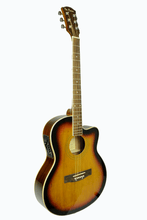 Load image into Gallery viewer, De Rosa USA cutaway thin body acoustic-electric guitar with catalpa top and sapele back sides.
