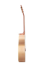 Load image into Gallery viewer, Glen Burton USA solid spruce top jumbo acoustic guitar with laser etched design side view
