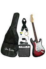Load image into Gallery viewer, Glen Burton USA Solid Body Strat Style Electric Guitar Package with amp, gig bag, strap, tuner, cable, picks, and extra strings
