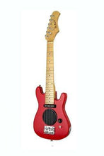 Load image into Gallery viewer, Red De Rosa USA kids electric guitar with built-in speaker and maple neck, ideal starter pack for children.
