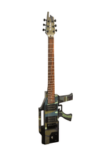 Load image into Gallery viewer, Glen Burton USA electric guitar shaped like an AK47 machine gun with dual humbucker pickups and black anodized hardware.
