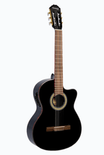 Load image into Gallery viewer, Huntington USA Deluxe black classical cutaway acoustic electric guitar with rosewood fingerboard and 4 band EQ system
