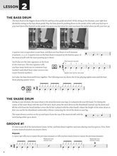 Load image into Gallery viewer, First 15 Lessons – Drums A Beginner's Guide, Featuring Step-By-Step Lessons with Audio, Video, and Popular Songs!-(6718189437122)
