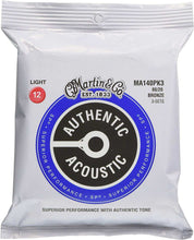 Load image into Gallery viewer, Martin MA140PK3 Light 3 Pack Authentic Acoustic SP Phosphor Bronze Guitar Strings
