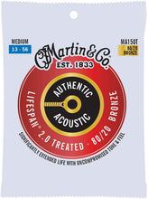 Load image into Gallery viewer, MARTIN MA150T MEDIUM 13 - 56 BRONZE 80/20 AUTHENTIC ACOUSTIC LIFESPAN® 2.0 GUITAR STRINGS
