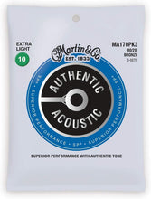 Load image into Gallery viewer, Martin Authentic Acoustic MA170PK3 three-pack extra light phosphor bronze guitar strings
