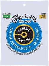 Charger l'image dans la galerie, Martin Authentic Acoustic 10-47 extra light 12-string 80/20 bronze guitar strings with superior performance and tuning stability
