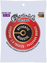 Load image into Gallery viewer, Martin MA535T Custom Light 11-52 phosphor bronze acoustic guitar strings with Lifespan 2.0 anti-corrosion treatment
