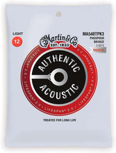 Load image into Gallery viewer, Martin MA540TPK3 Light Acoustic Guitar Strings 3-Pack Phosphor Bronze Lifespan 2.0 Treated Anti-Corrosion
