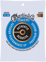 Load image into Gallery viewer, Martin MA550 medium 13-56 phosphor bronze acoustic guitar strings with superior performance and corrosion resistance
