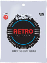 Load image into Gallery viewer, Martin Retro® light gauge MM12 acoustic guitar strings with corrosion-resistant Monel wrap and warm natural tone
