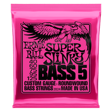 Load image into Gallery viewer, ERNIE BALL 2824 SUPER SLINKY 5-STRING NICKEL WOUND ELECTRIC BASS STRINGS - 40-125 GAUGE-(6637167870146)
