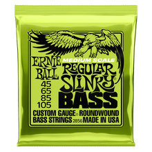 Load image into Gallery viewer, ERNIE BALL 2856 REGULAR SLINKY NICKEL WOUND SHORT / MEDIUM SCALE BASS STRINGS - 45-105 GAUGE-(6942187847874)
