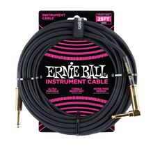 Load image into Gallery viewer, ERNIE BALL 25' BRAIDED STRAIGHT / ANGLE INSTRUMENT CABLE - BLACK P06058-(6704907026626)
