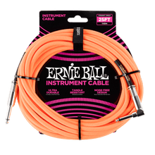 Load image into Gallery viewer, ERNIE BALL 25' BRAIDED STRAIGHT / ANGLE INSTRUMENT CABLE - NEON ORANGE P06067-(6710063759554)

