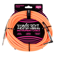 Load image into Gallery viewer, ERNIE BALL 10' BRAIDED STRAIGHT / ANGLE INSTRUMENT CABLE - NEON ORANGE P06079-(6704879141058)
