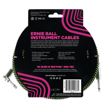 Load image into Gallery viewer, ERNIE BALL 18' BRAIDED STRAIGHT / ANGLE INSTRUMENT CABLE - BLACK / GREEN P06082-(6704898048194)
