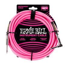 Load image into Gallery viewer, ERNIE BALL 18' BRAIDED STRAIGHT / ANGLE INSTRUMENT CABLE - NEON PINK P06083-(6704896311490)
