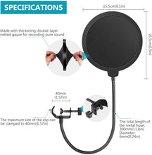 Load image into Gallery viewer, Microphone Pop Filter with Goose Neck &amp; Clamp
