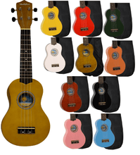Load image into Gallery viewer, Hula Beach USA colorful soprano ukuleles with basswood body, rosewood fingerboard, smooth tuners, and nylon gig bag in nine vibrant colors
