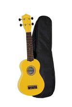 Load image into Gallery viewer, Hula Beach USA colorful soprano ukulele with basswood body, rosewood fingerboard, and black nylon gig bag
