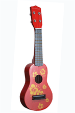 Load image into Gallery viewer, Red HAWAII Children Soprano Ukulele with Hawaiian floral design and wooden soundboard, 20-inch size
