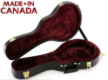 Load image into Gallery viewer, Deluxe arch top hardshell F style mandolin case with plush interior and durable vinyl exterior made in Canada
