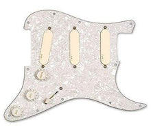 Load image into Gallery viewer, EMG David Gilmour Strat ivory 3-ply white pearloid pickguard with SA pickups and prewired controls
