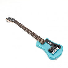 Load image into Gallery viewer, Hofner HOF-HCT-SH-EBL-O Shorty Electric Travel Guitar - Light Blue - with Gig Bag
