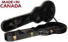 Load image into Gallery viewer, Deluxe arch top Les Paul guitar case with plush interior and heavy-duty black exterior made in Canada
